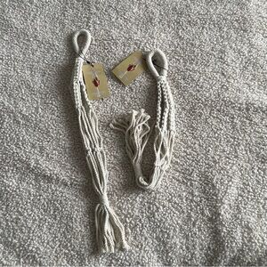 Set of two 17” macrame cotton plant hangers